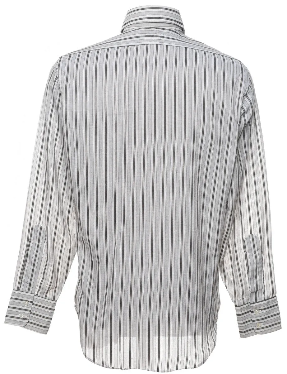 1970s Striped Grey Shirt - L