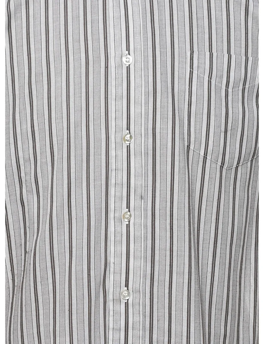 1970s Striped Grey Shirt - L
