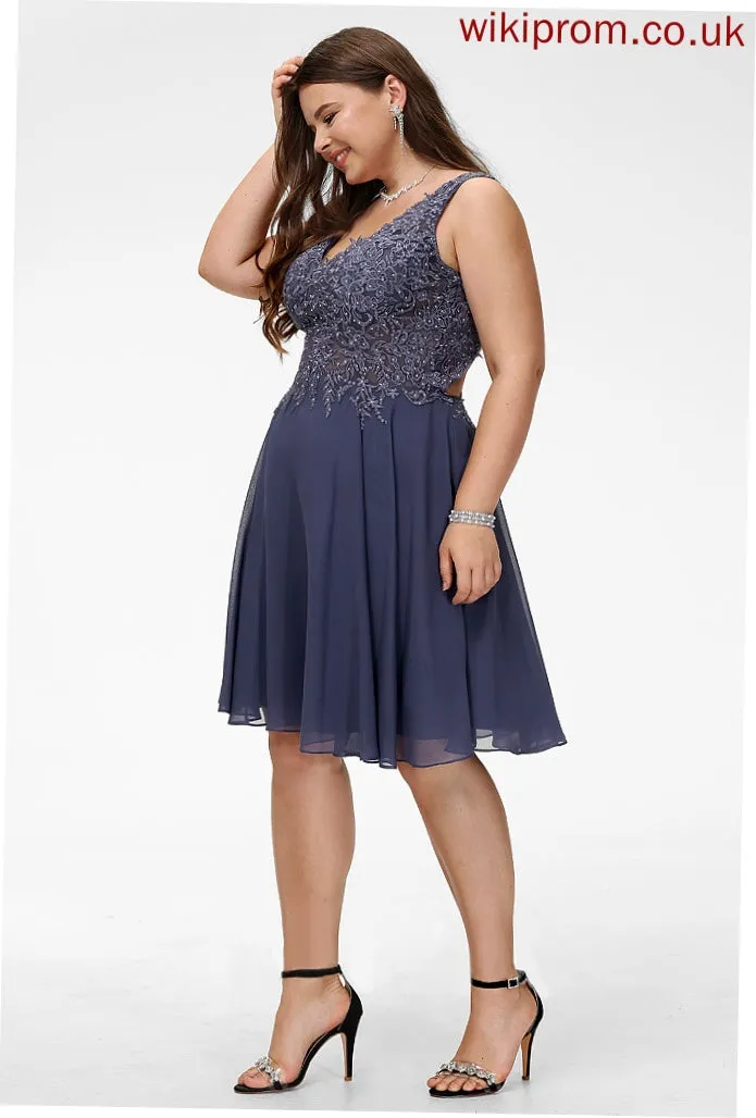 A-line Lilianna V-Neck Formal Dresses Chiffon Dresses