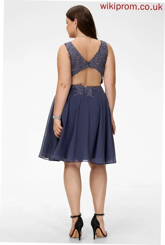 A-line Lilianna V-Neck Formal Dresses Chiffon Dresses
