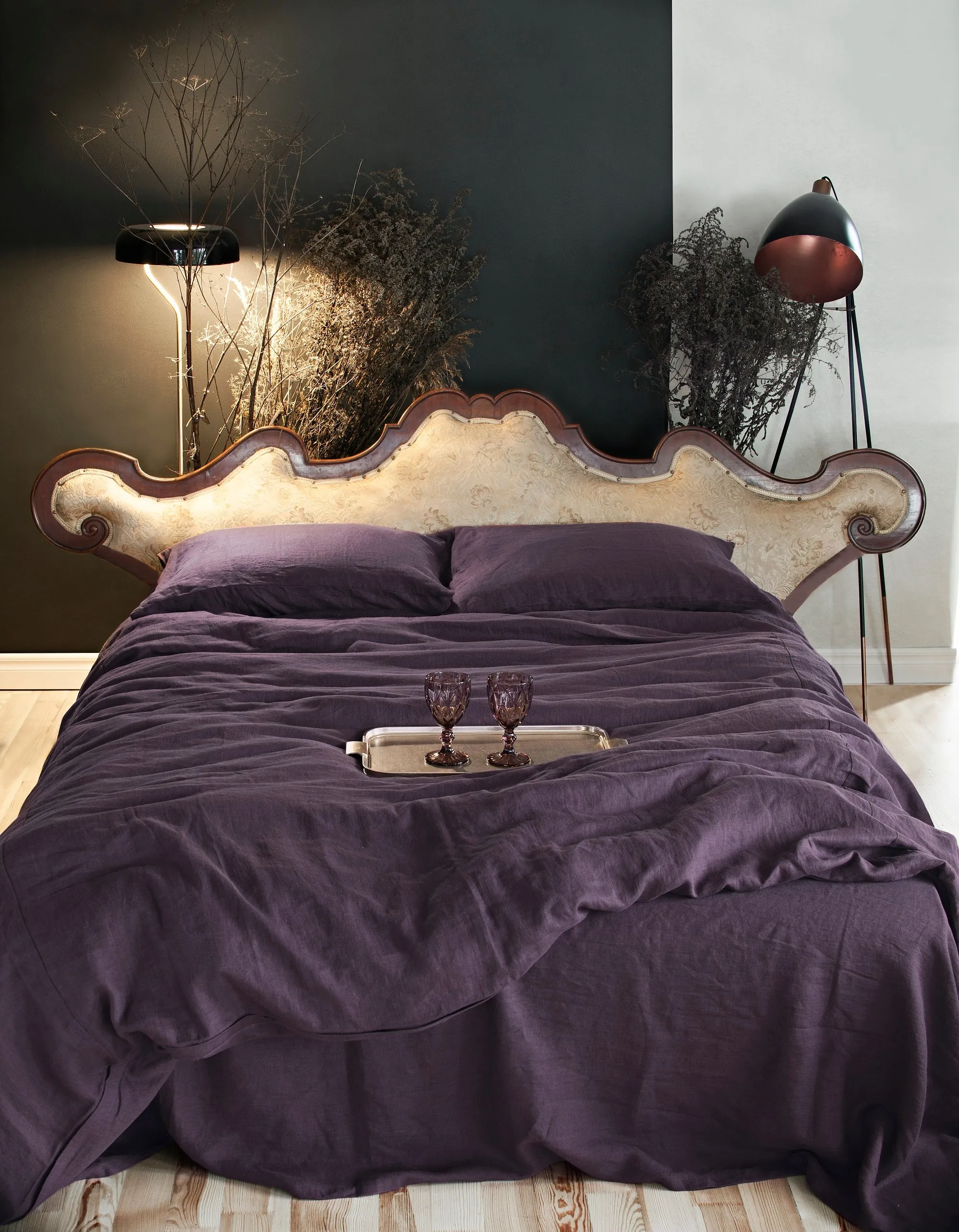 Aubergine Color Linen Pillow Case
