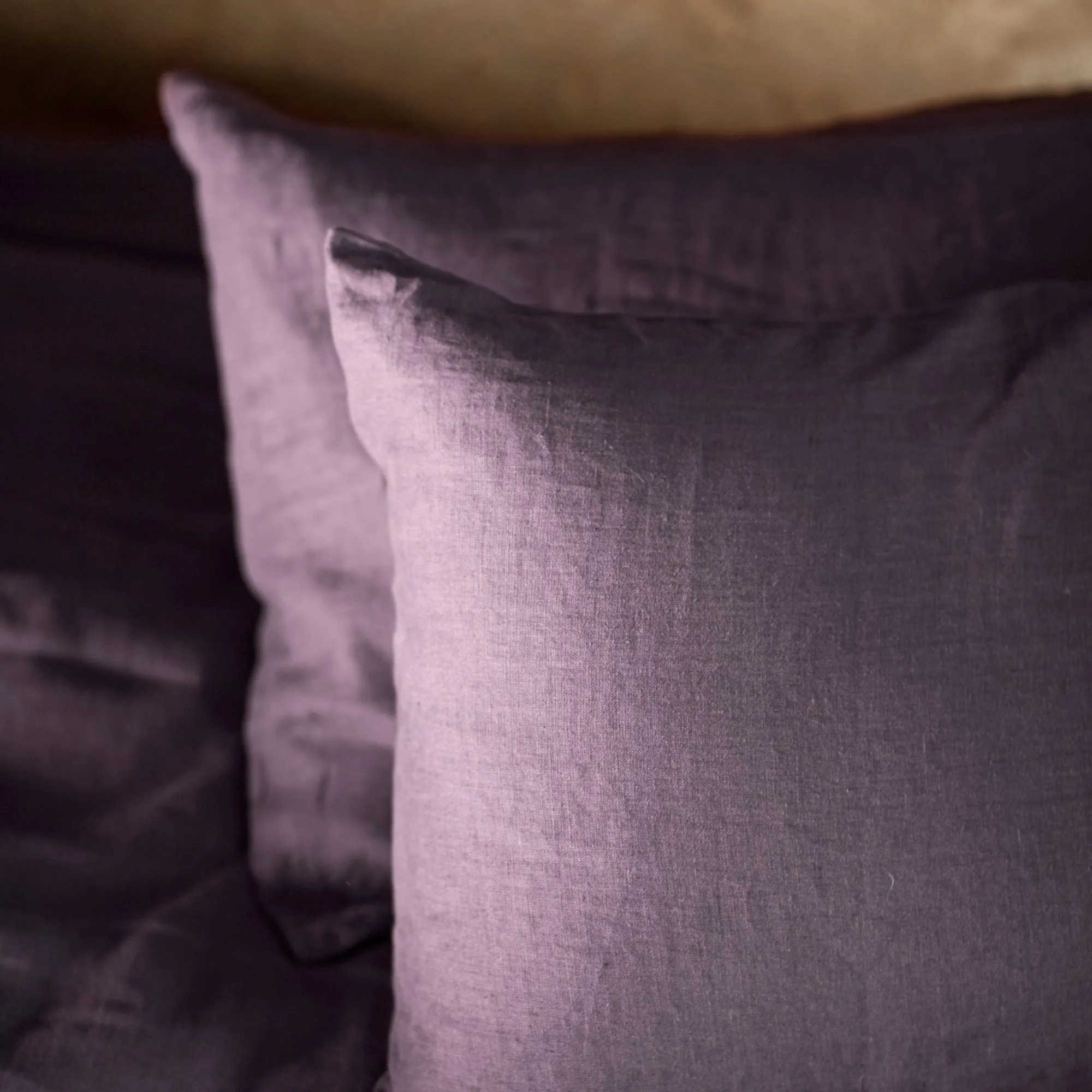 Aubergine Color Linen Pillow Case