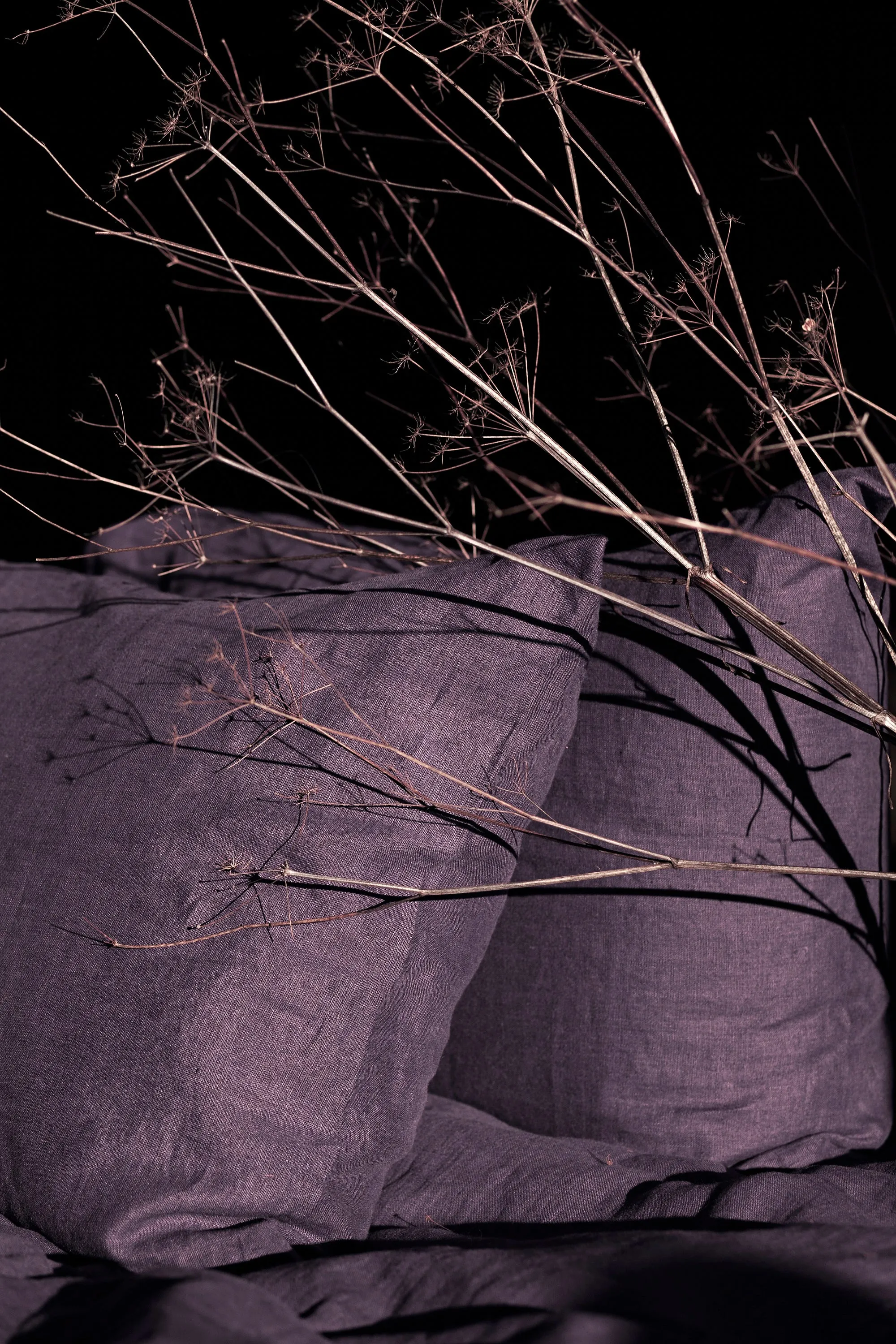 Aubergine Color Linen Pillow Case