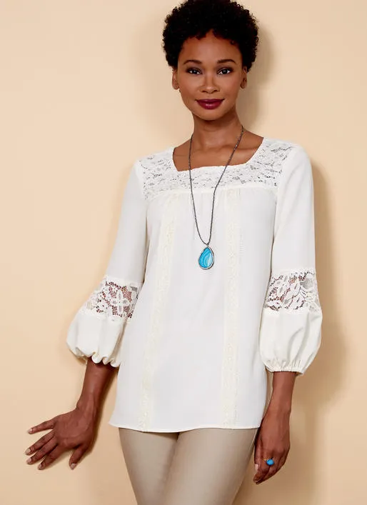 B6518 Misses' Square-Neck Top with Yoke