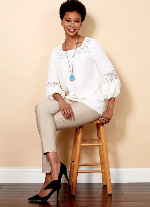 B6518 Misses' Square-Neck Top with Yoke