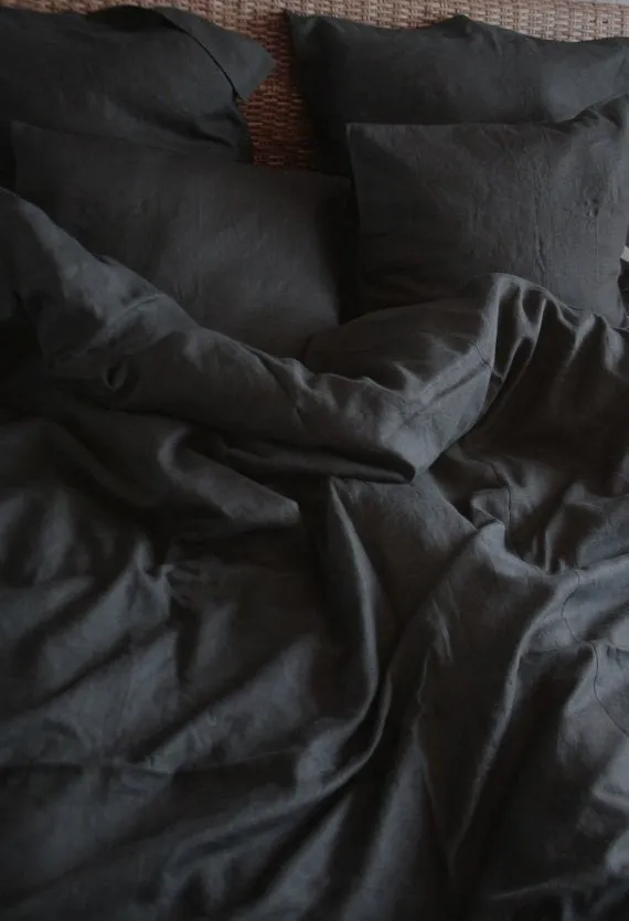 Black Linen Pillow Case