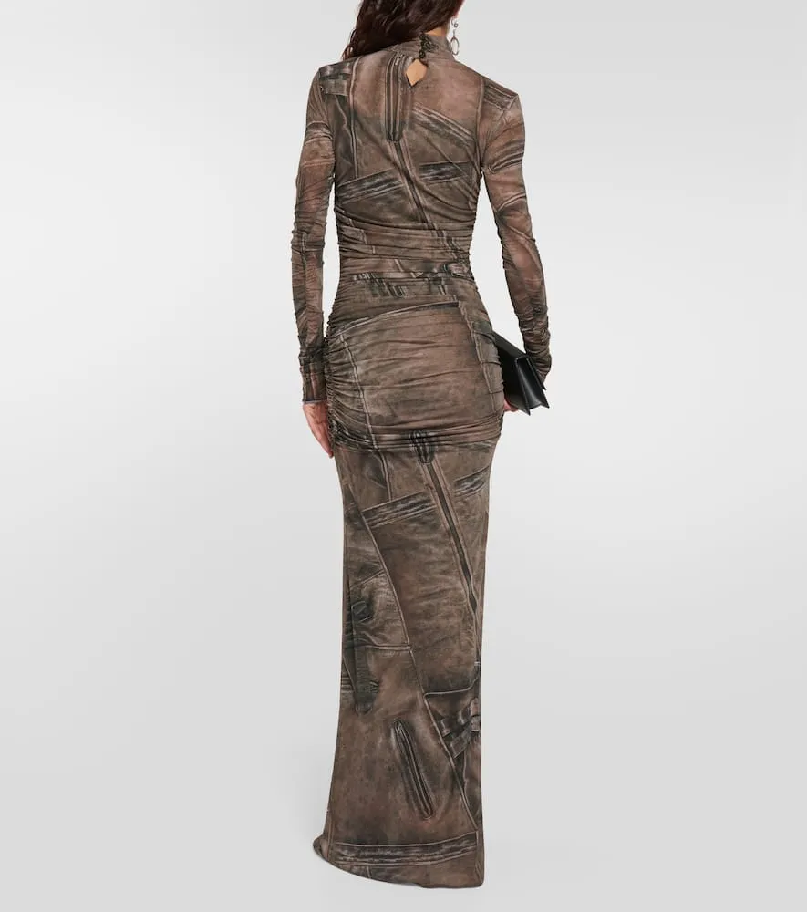 Blumarine Printed high-neck gown
