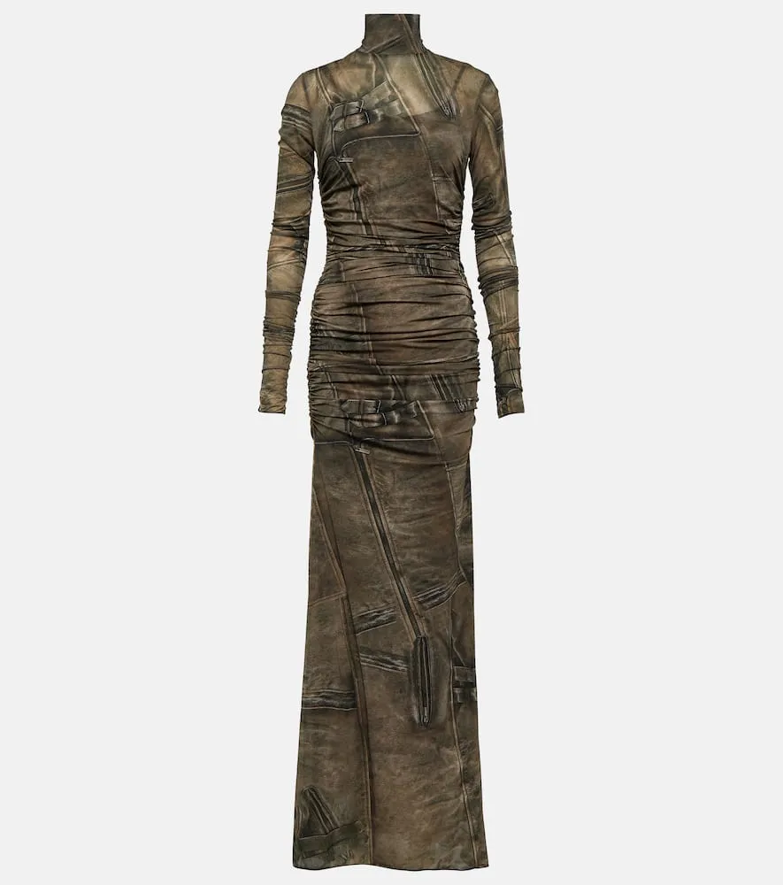 Blumarine Printed high-neck gown