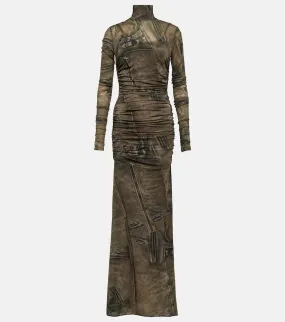 Blumarine Printed high-neck gown