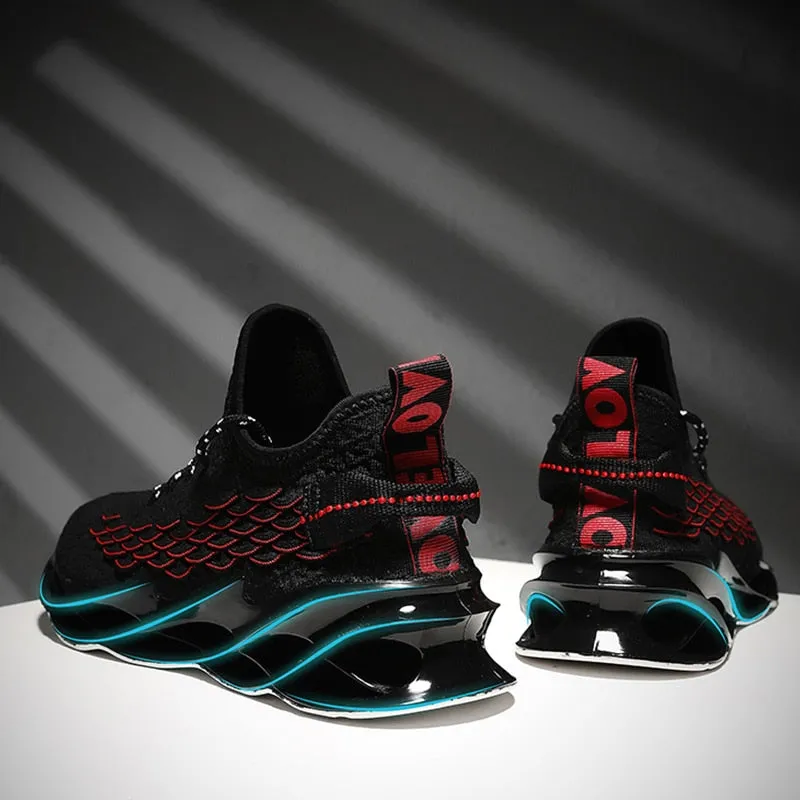 Breathable Black & Red Running Sneakers
