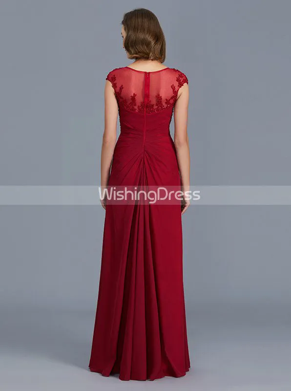 Burgundy Mother of the Bride Dresses,Mother Dress with Slit,Formal Mother Dress,MD00024