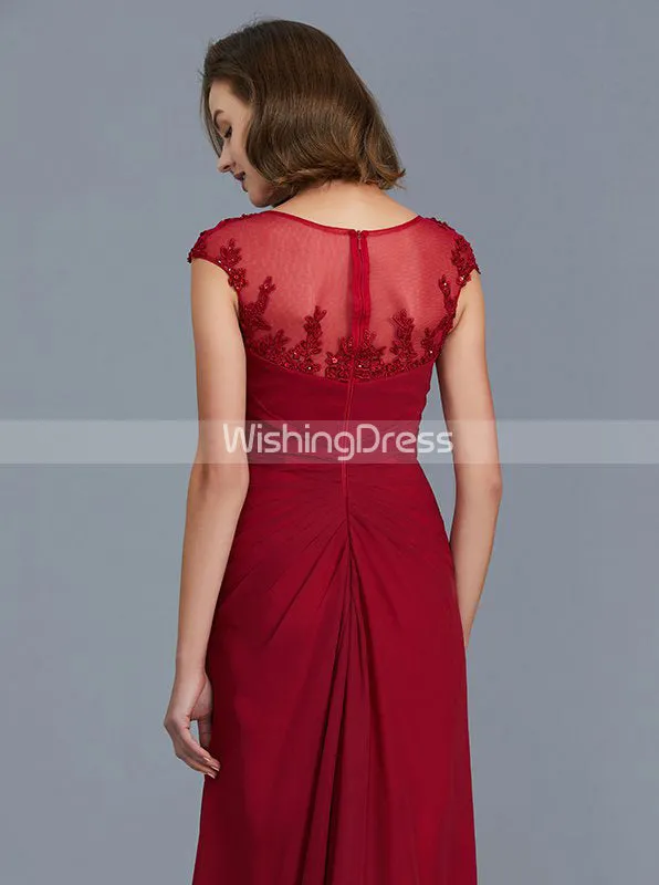 Burgundy Mother of the Bride Dresses,Mother Dress with Slit,Formal Mother Dress,MD00024