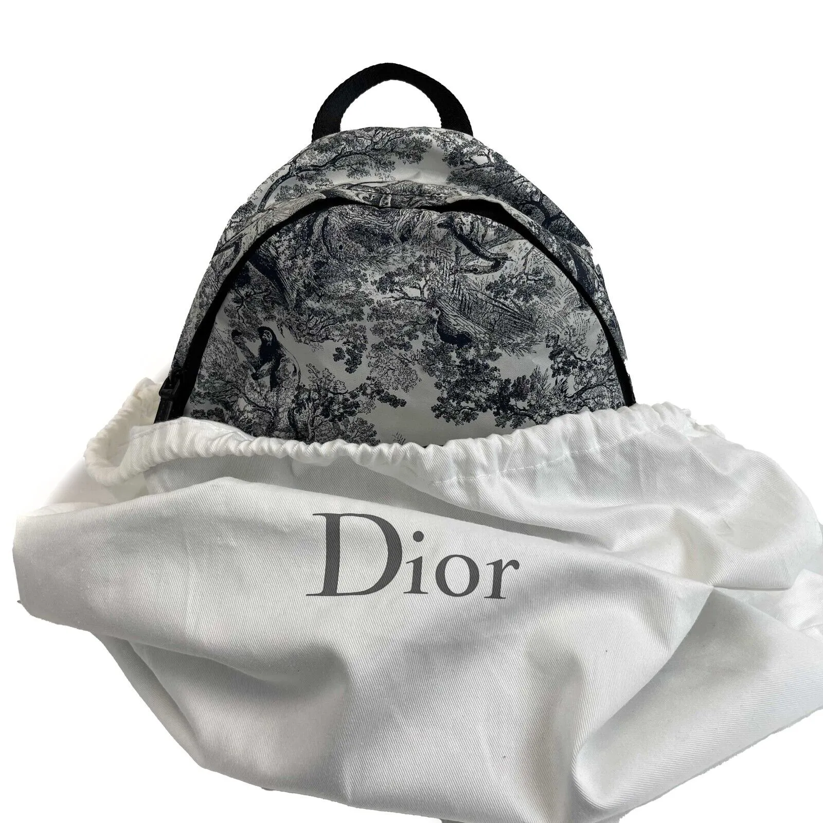 Christian Dior - Toile de Jouy Mini Backpack - White, Blue, Black Wildlife