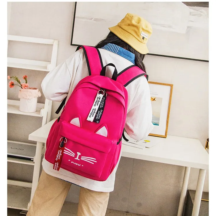 Cute Cartoon Cat Canvas Backpack