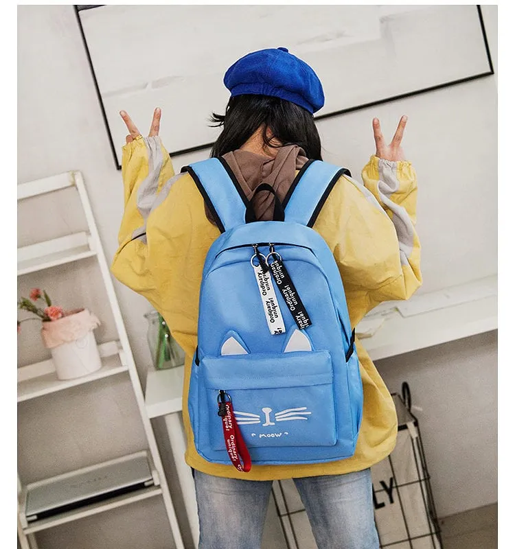 Cute Cartoon Cat Canvas Backpack