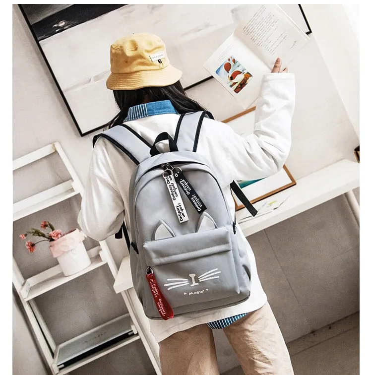 Cute Cartoon Cat Canvas Backpack