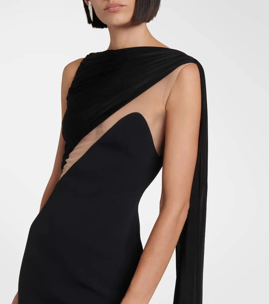 David Koma Draped jersey and tulle gown