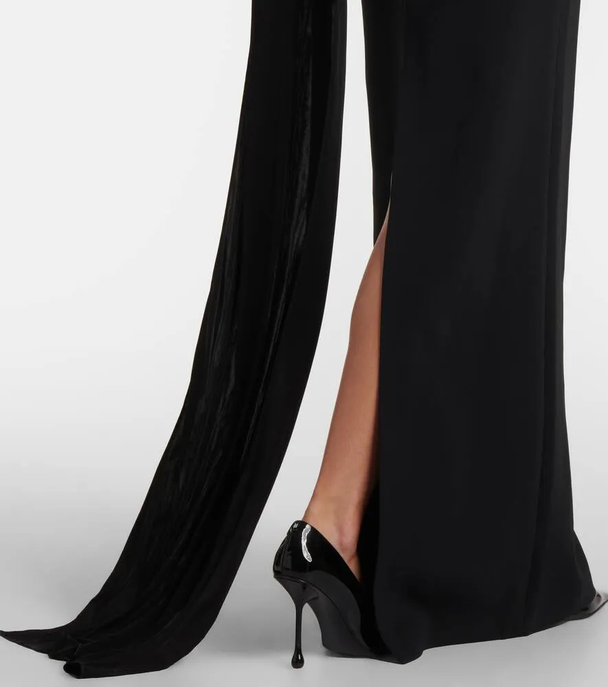 David Koma Draped jersey and tulle gown