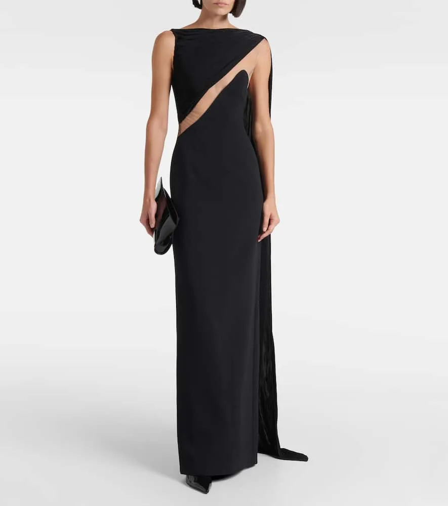 David Koma Draped jersey and tulle gown