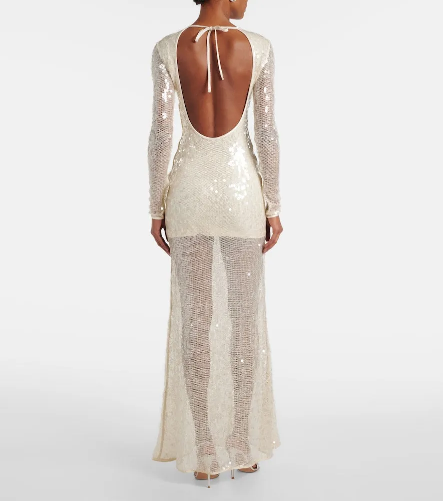 David Koma Sequined open-back gown