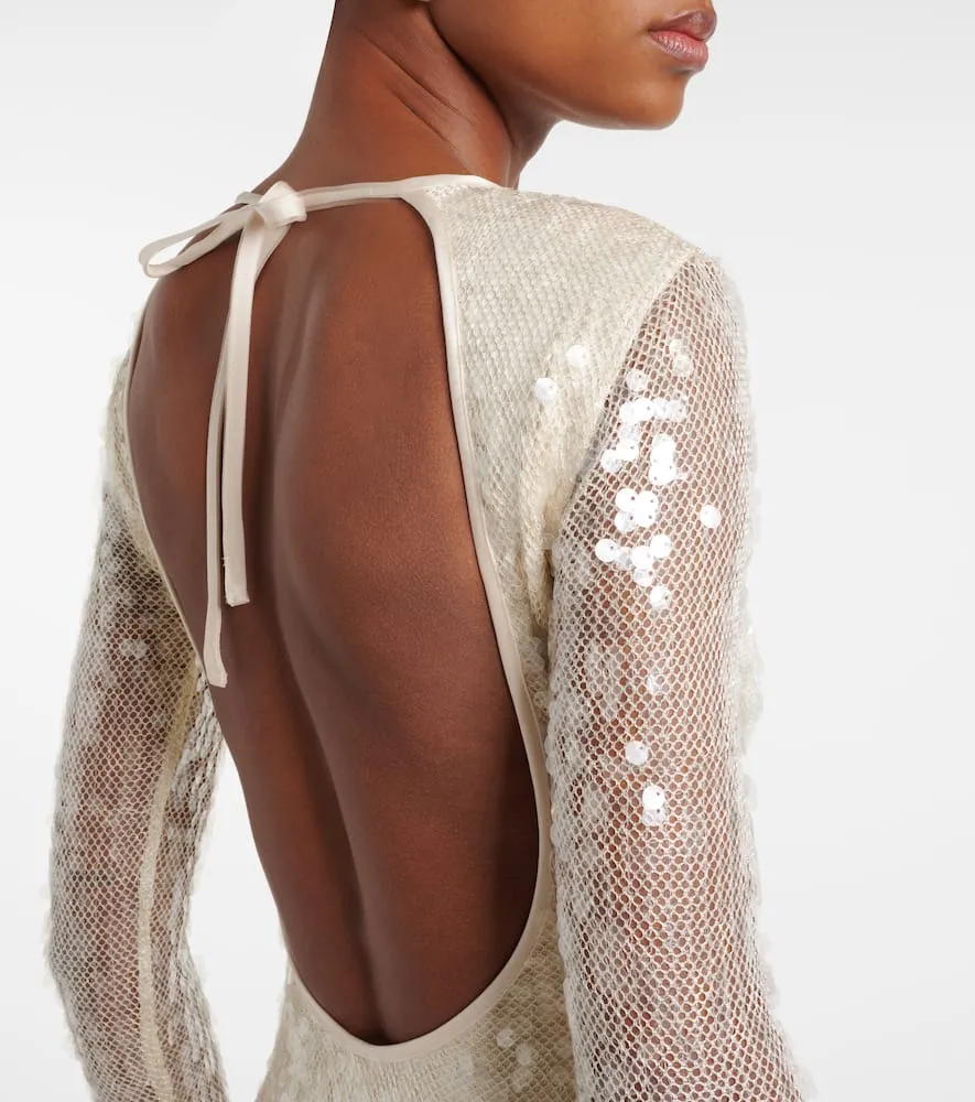 David Koma Sequined open-back gown