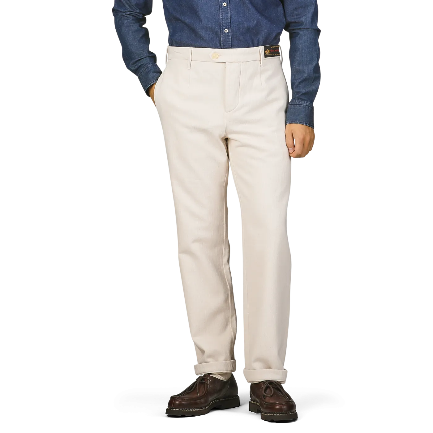 Ecru Beige Cotton Wool Berardo Trousers