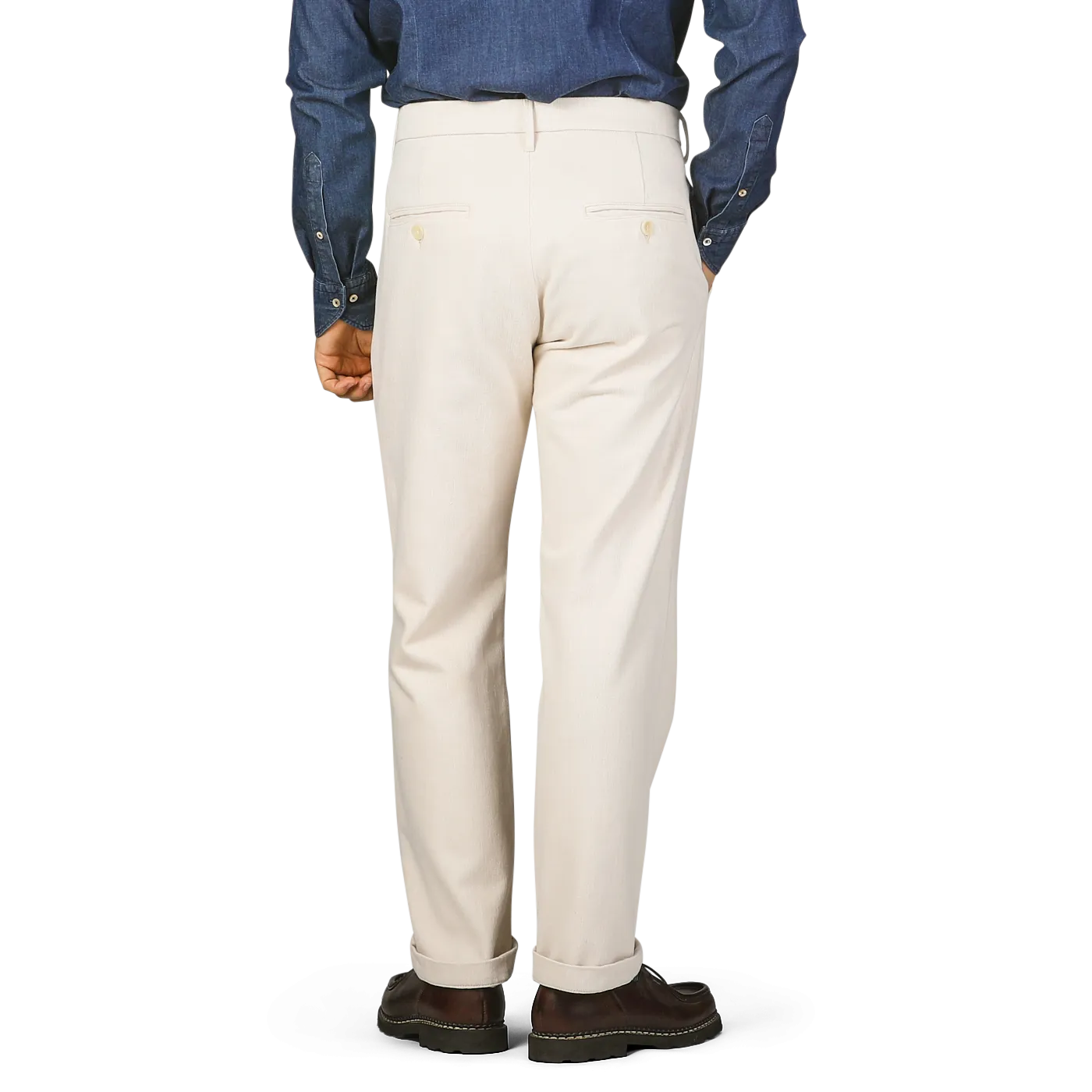 Ecru Beige Cotton Wool Berardo Trousers