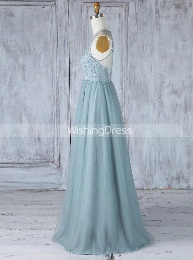 Elegant Bridesmaid Dresses,Tulle Bridesmaid Dress with Illusion Back,BD00371
