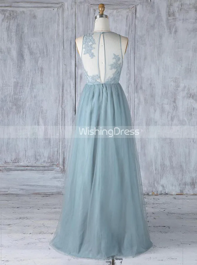 Elegant Bridesmaid Dresses,Tulle Bridesmaid Dress with Illusion Back,BD00371