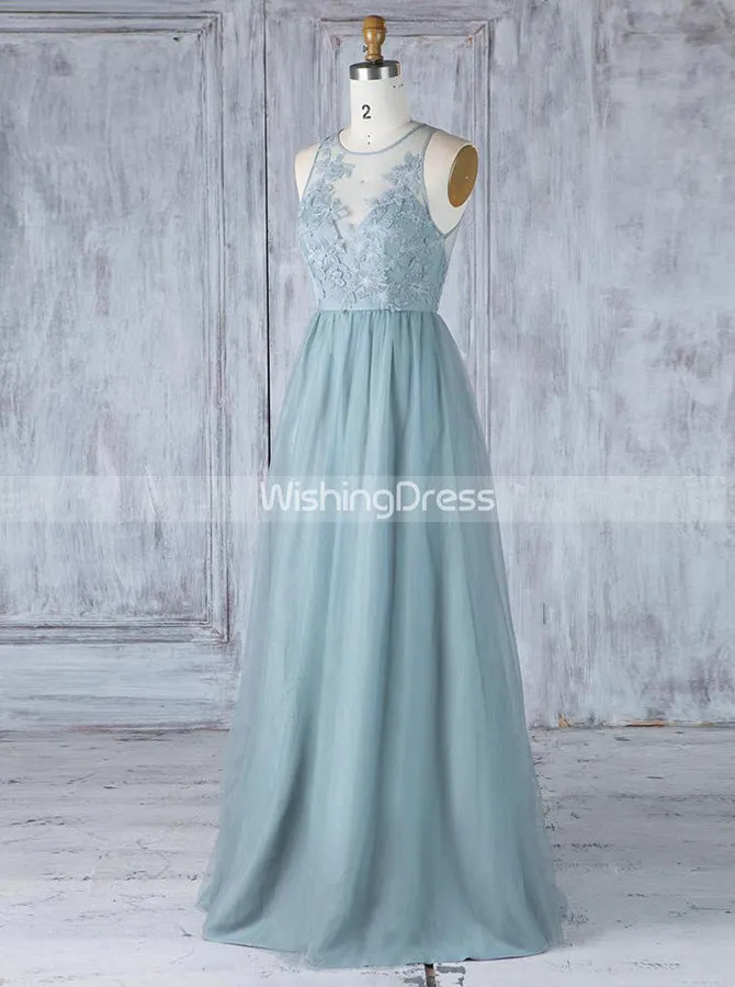 Elegant Bridesmaid Dresses,Tulle Bridesmaid Dress with Illusion Back,BD00371