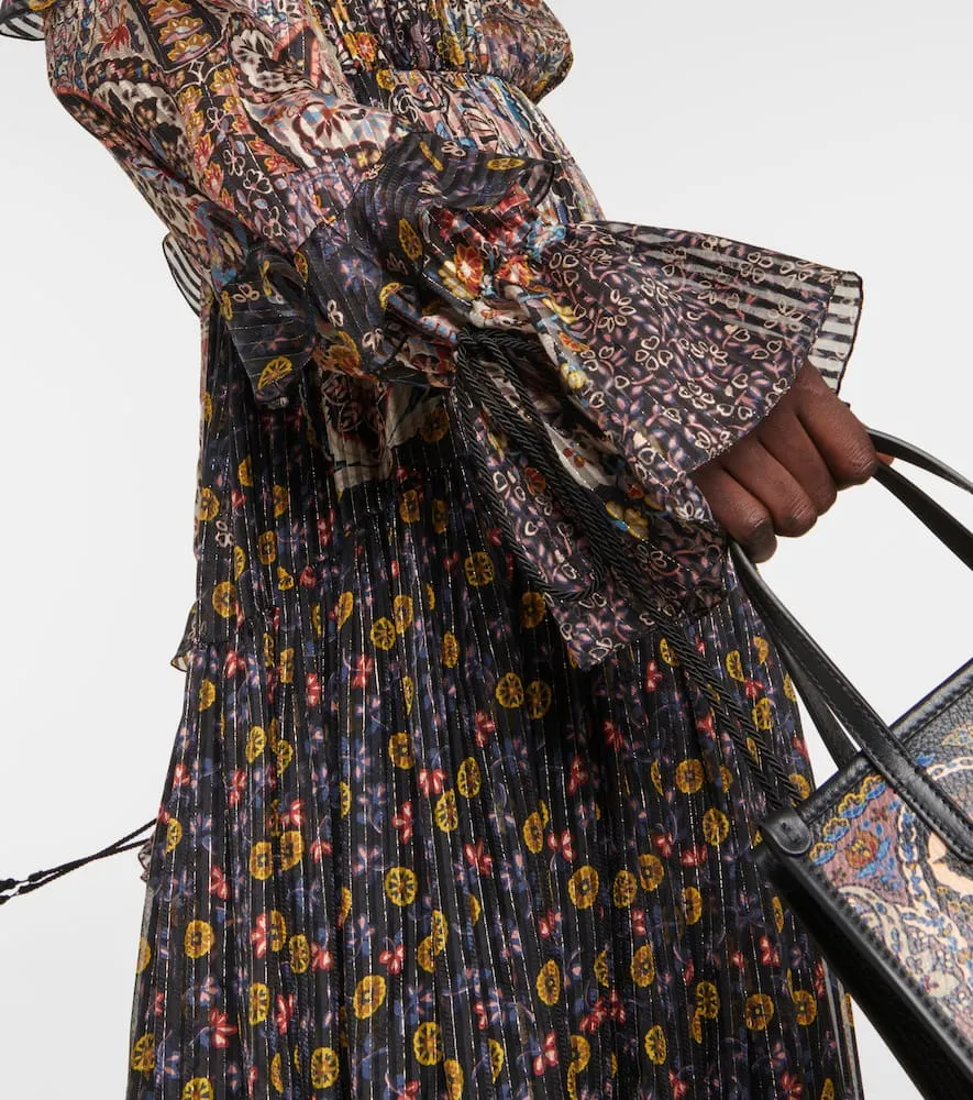 Etro Paisley pleated metallic silk gown