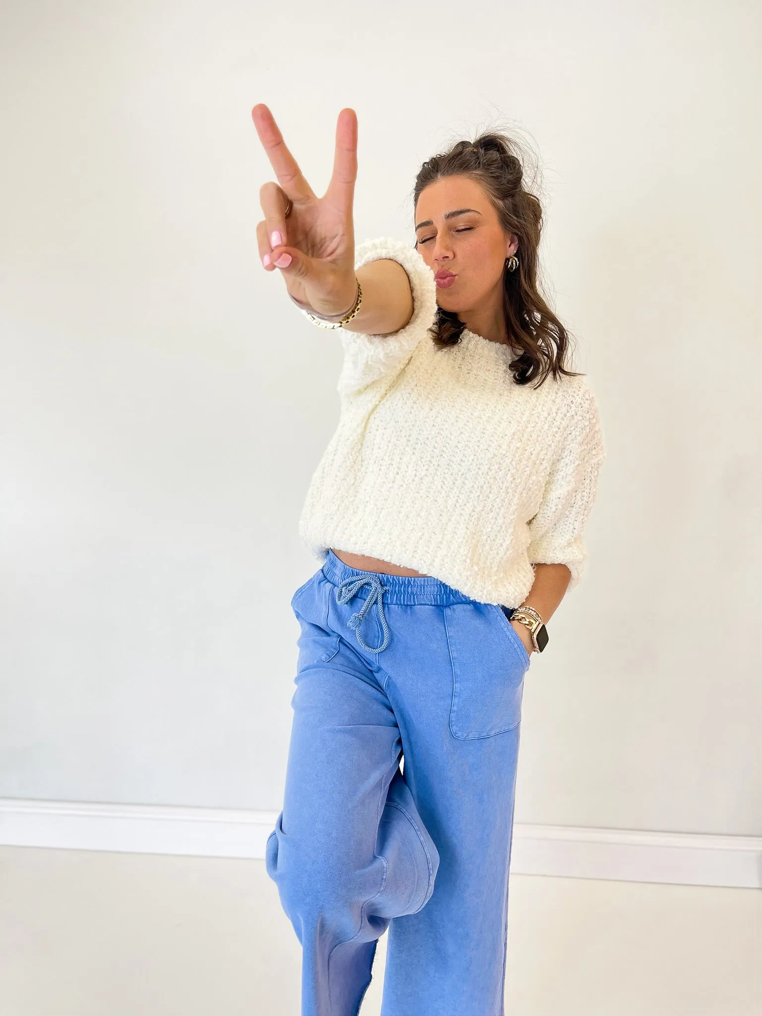 Feeling Spontaneous Wide Leg Pants - Cornflower Blue