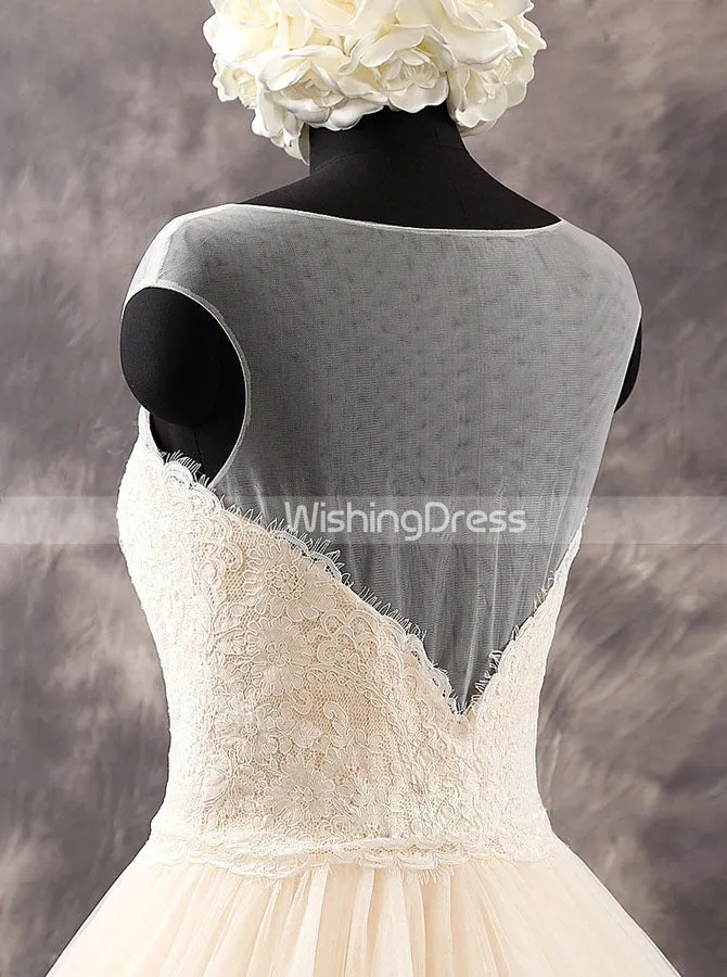 Gorgeous A-line Wedding Dresses,Bridal Dress with Illusion Neckline,WD00545