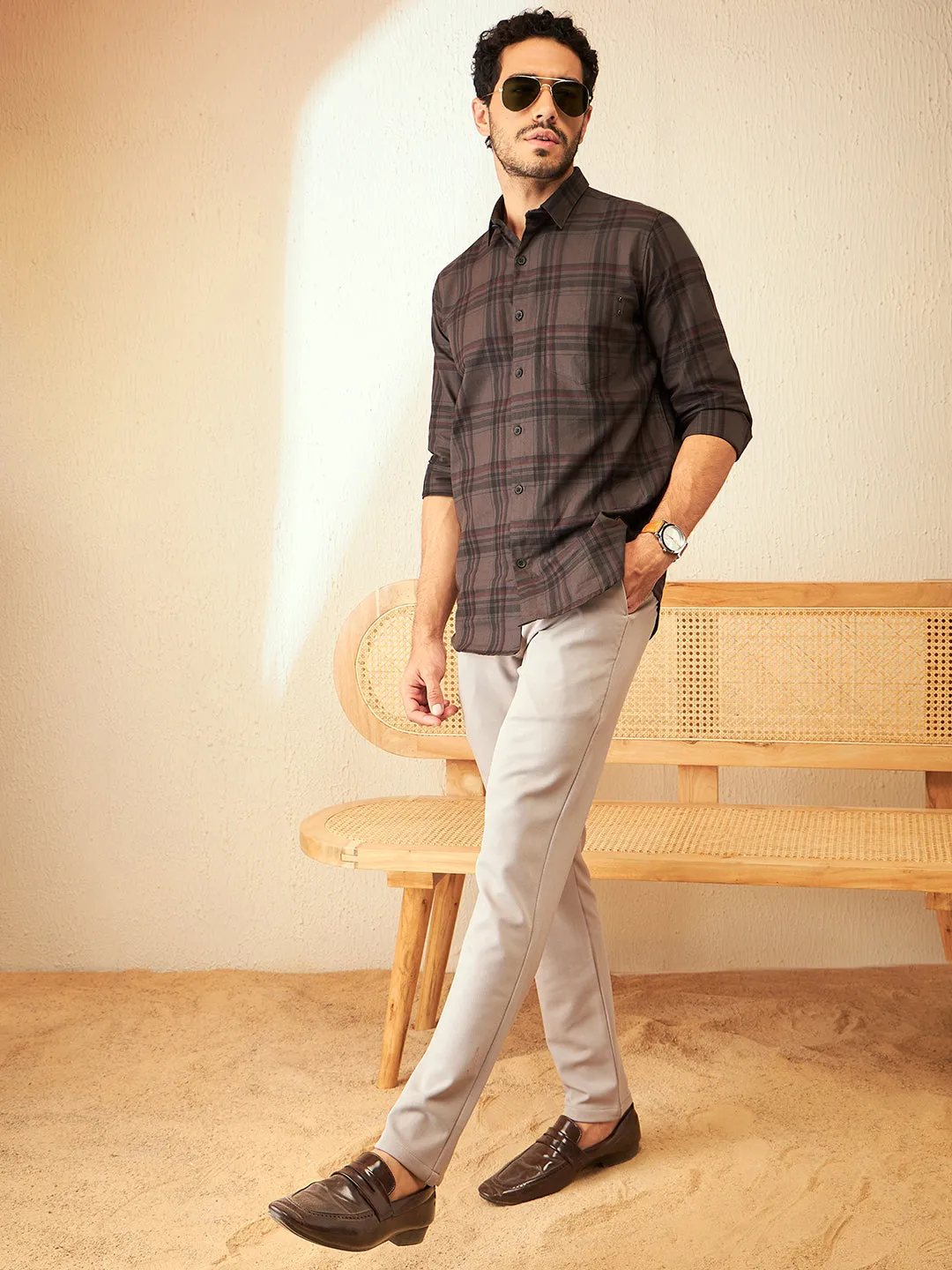 Grey :Smart Easy Wash Trousers
