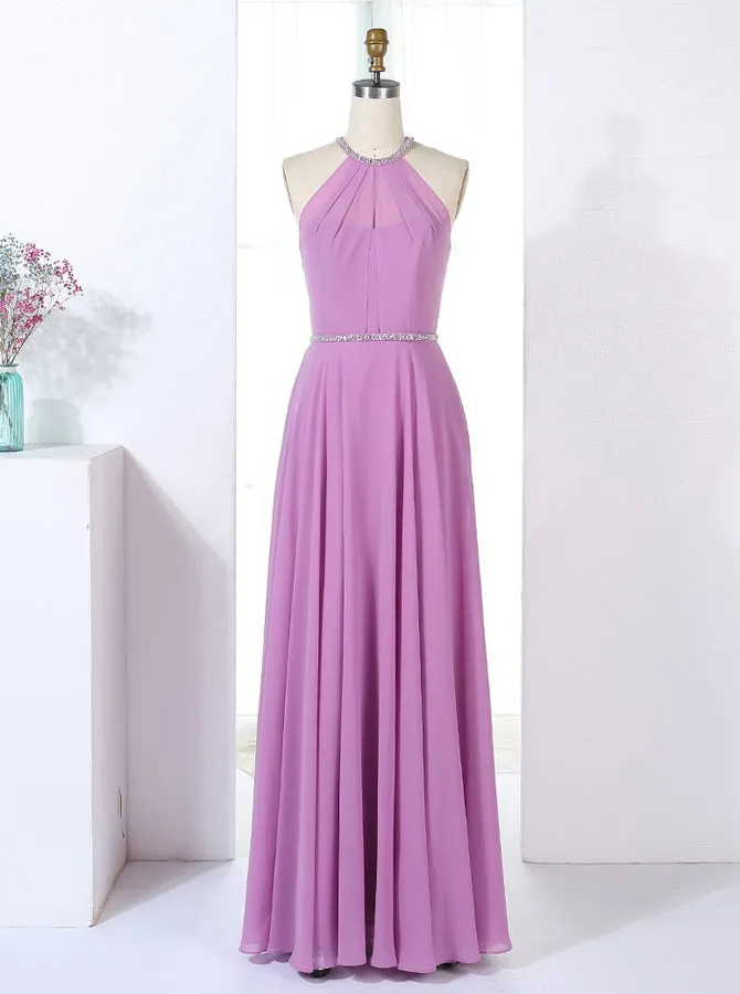 Halter Bridesmaid Dresses,Elegant Bridesmaid Dress,Full Length Bridesmaid Dress,BD00304