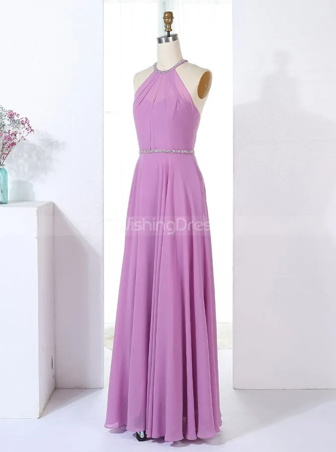 Halter Bridesmaid Dresses,Elegant Bridesmaid Dress,Full Length Bridesmaid Dress,BD00304