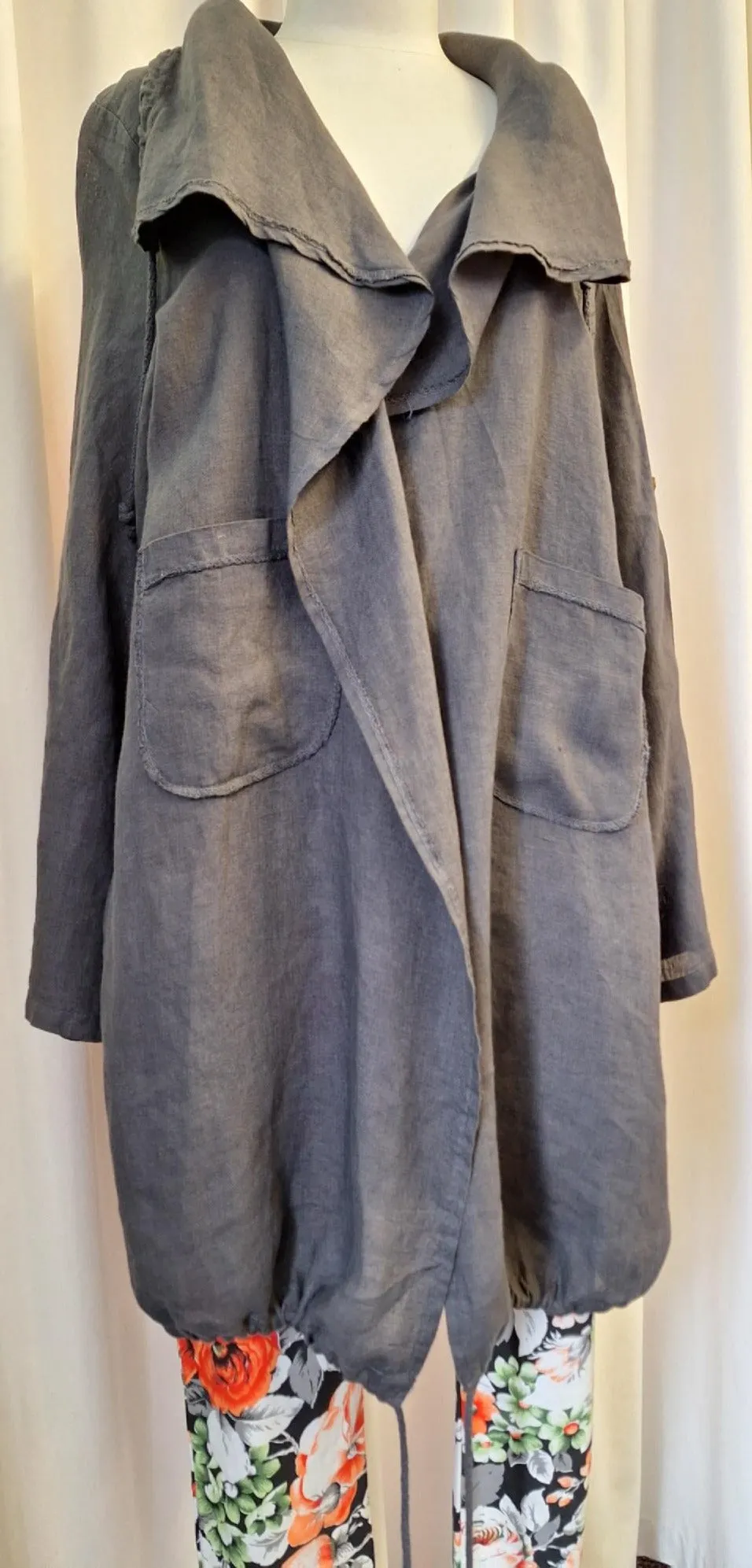 Italian Linen Jacket - Charcoal