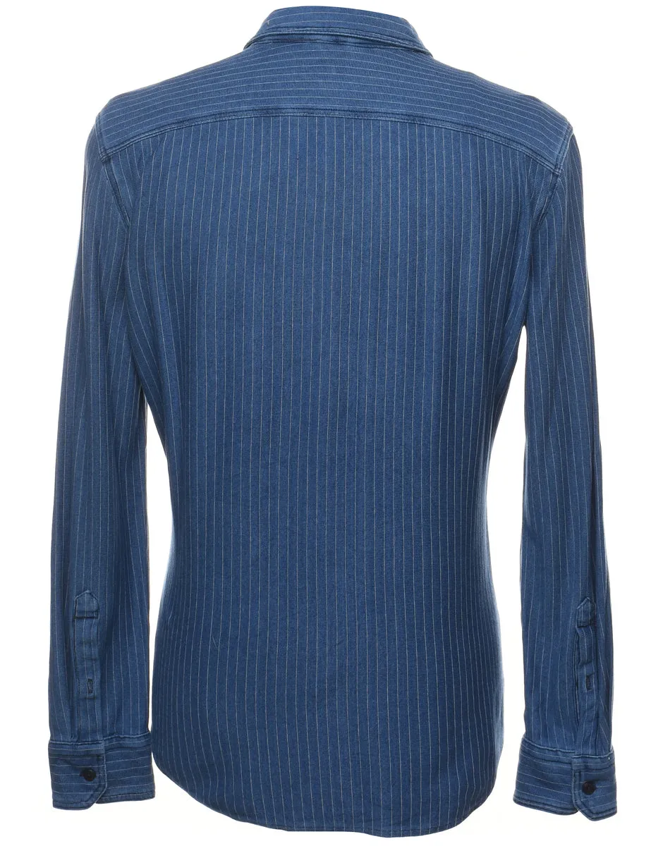 Levi's Medium Wash Striped Denim Shirt - M