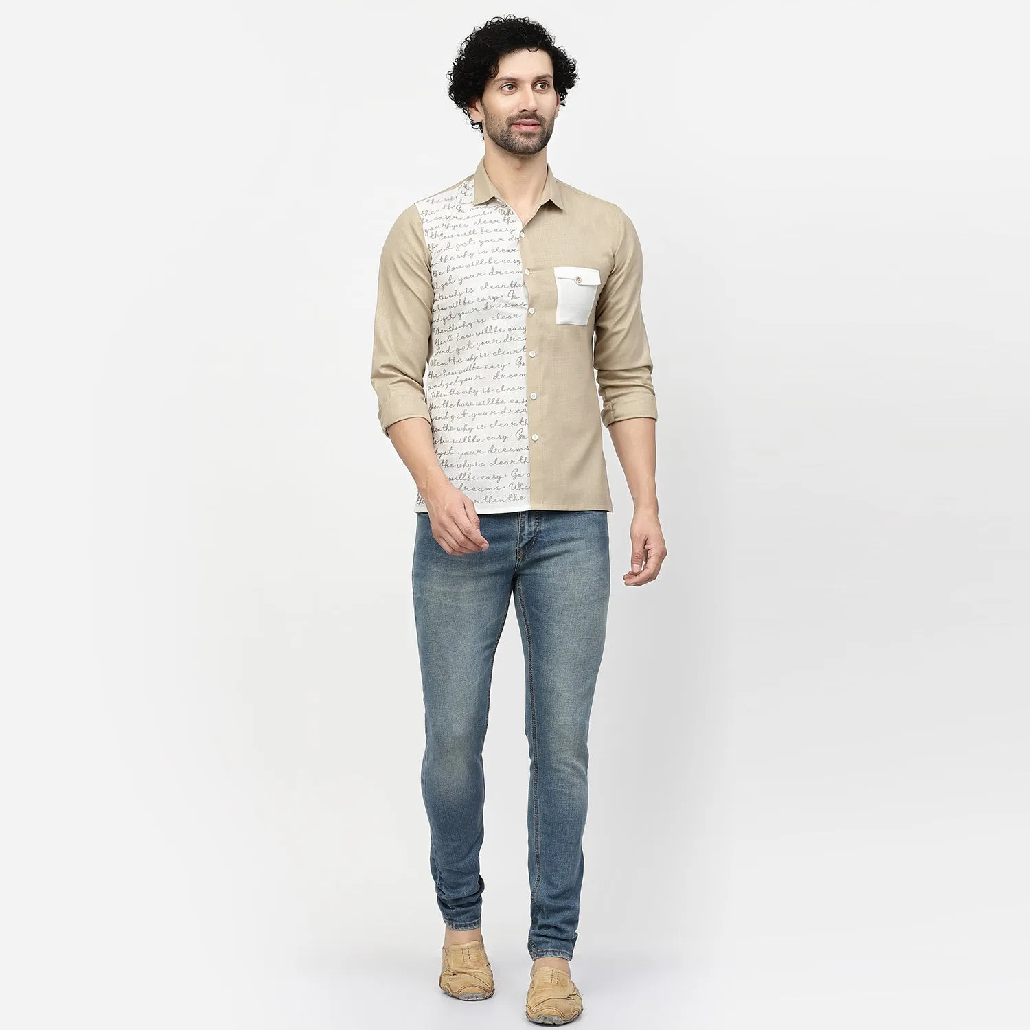 Linen Shirt With Embroiderd Calligraphy