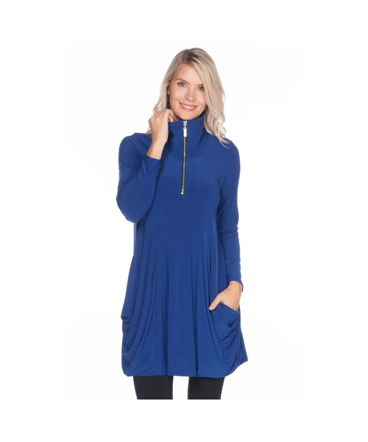 Long Sleeve Zipper Trim Tunic Top
