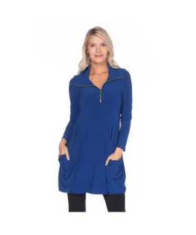 Long Sleeve Zipper Trim Tunic Top