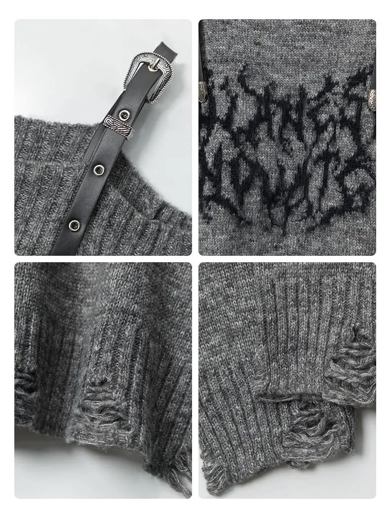 Loose-fitting sweater with one-shoulder design