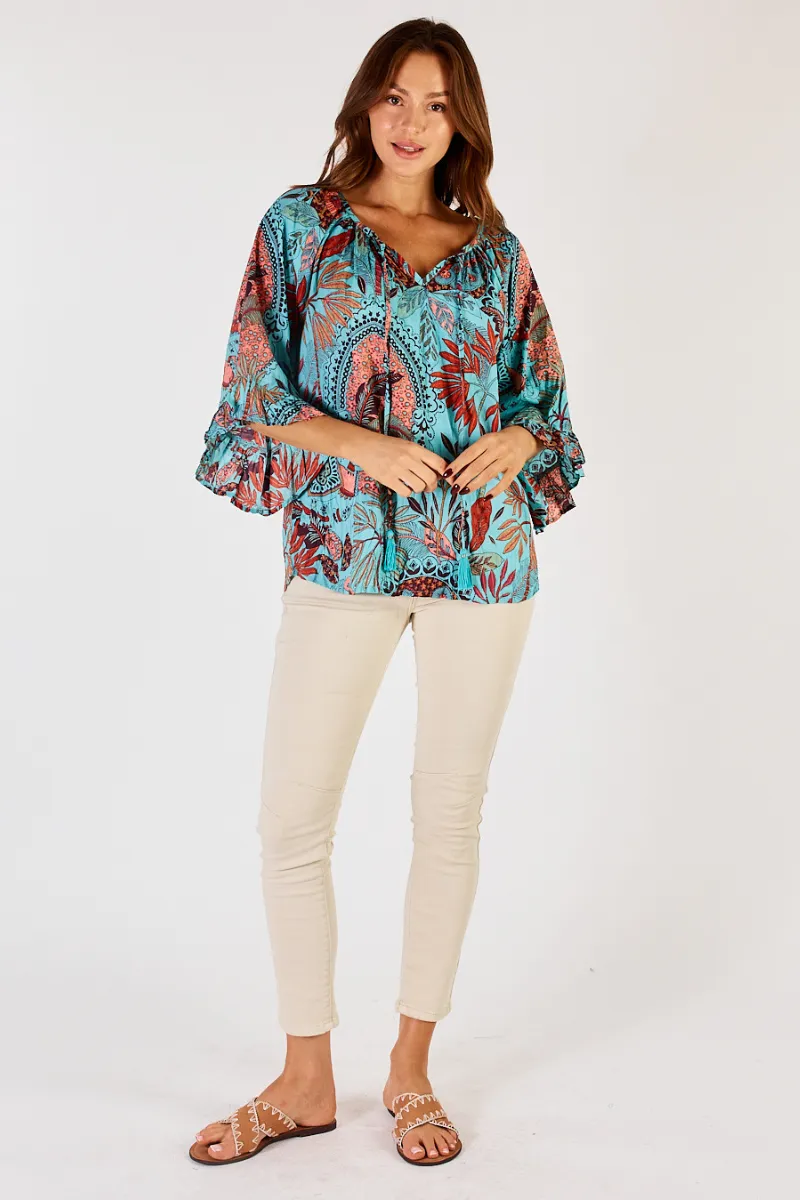 Lula Life Gina Long Sleeve Top Lagoon