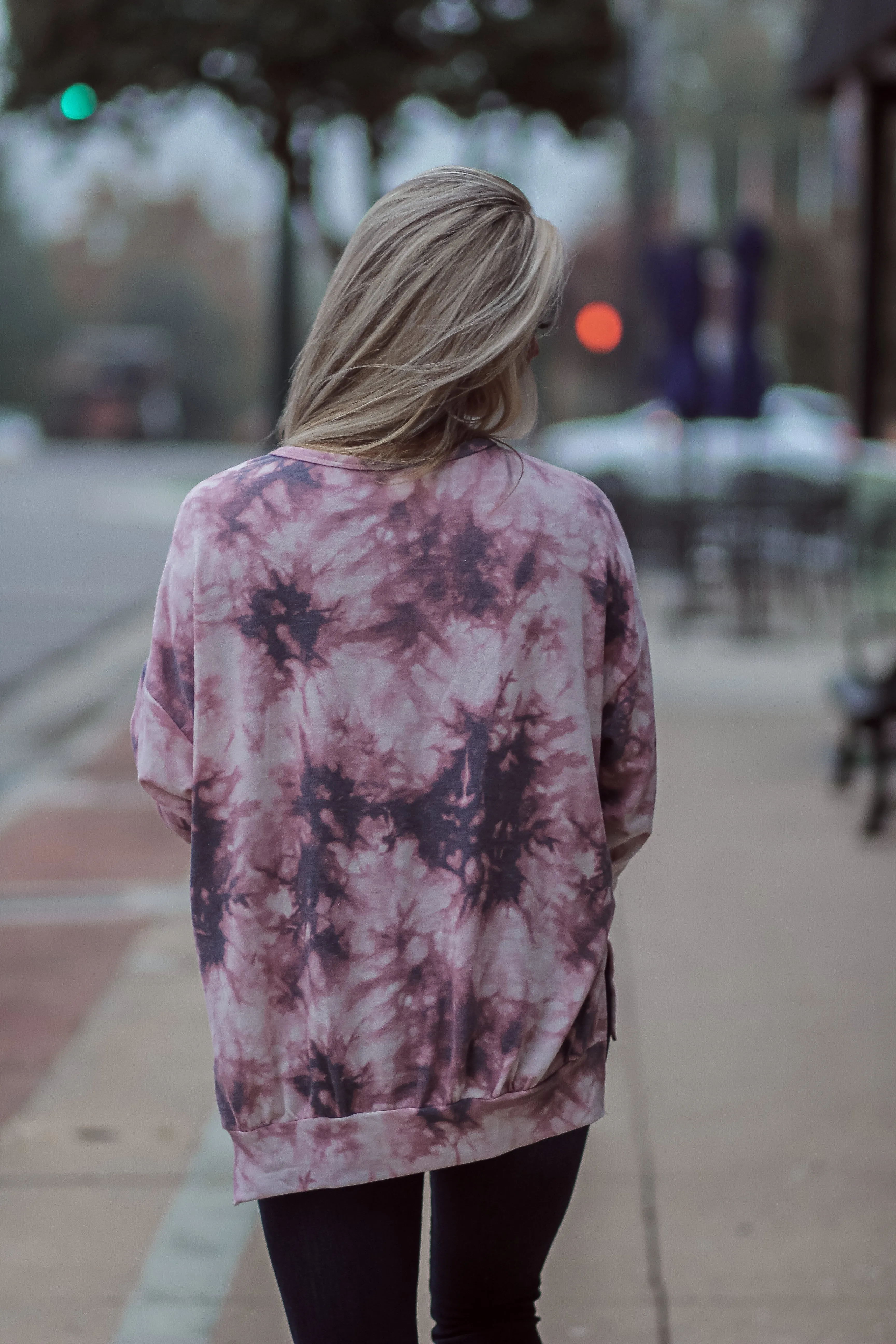 Mauve Multi Tie Dye Knit Sweatshirt
