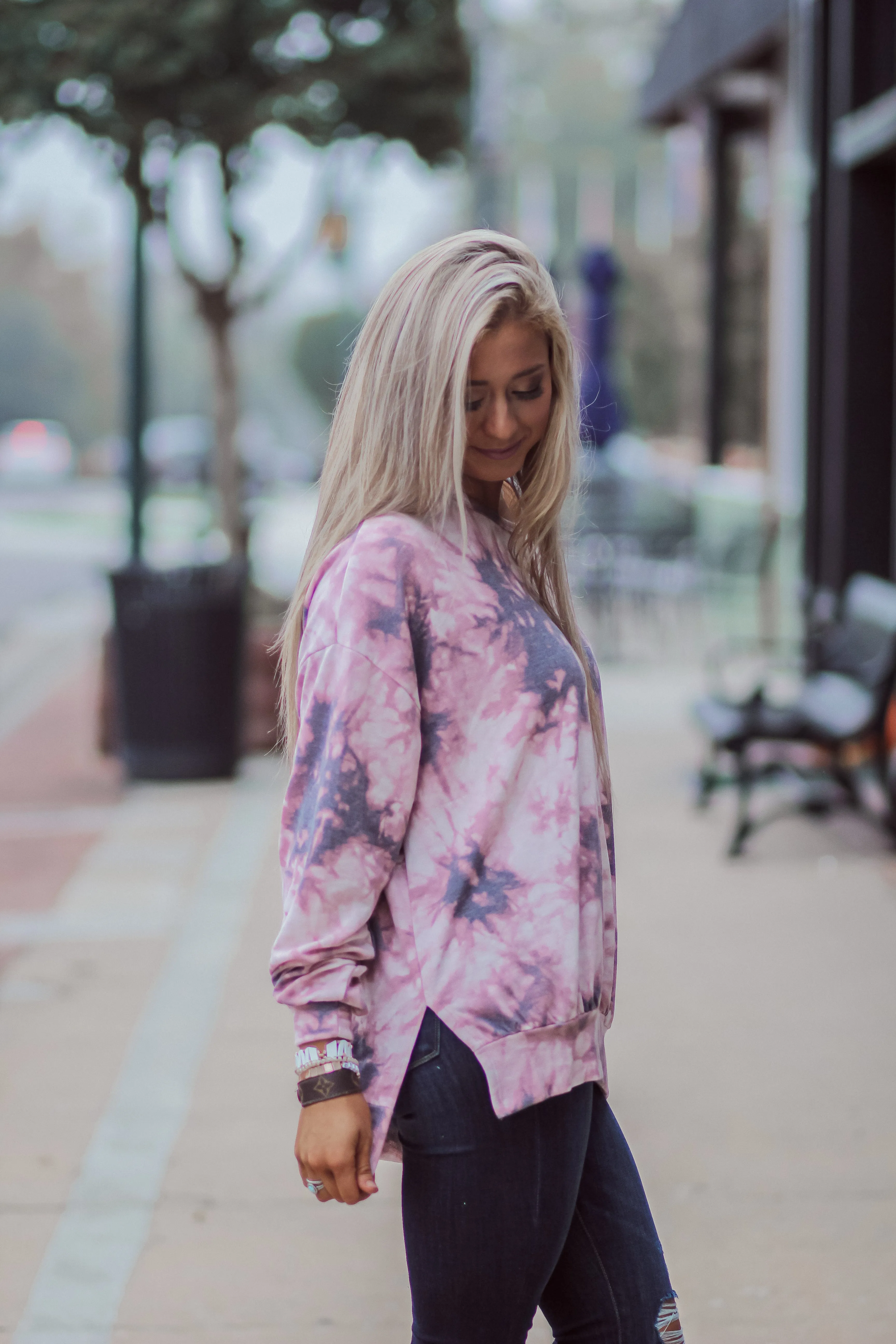 Mauve Multi Tie Dye Knit Sweatshirt