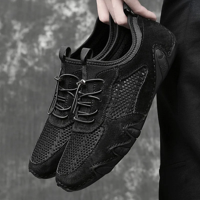 Men's Spring/Autumn Casual Leather Breathable Driving Sneakers | Plus Size