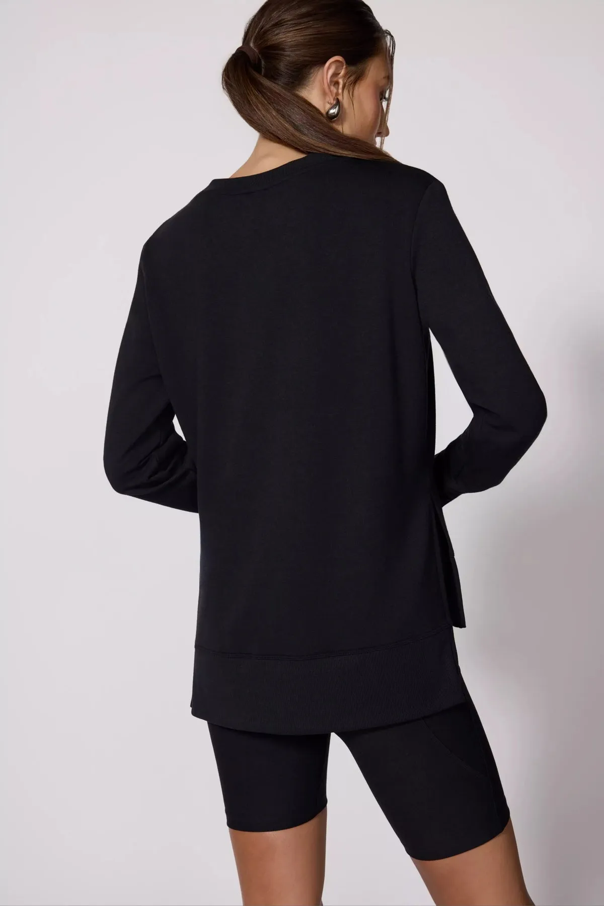 MPG Modal Fleexe Relaxed Pullover | Heather   Black