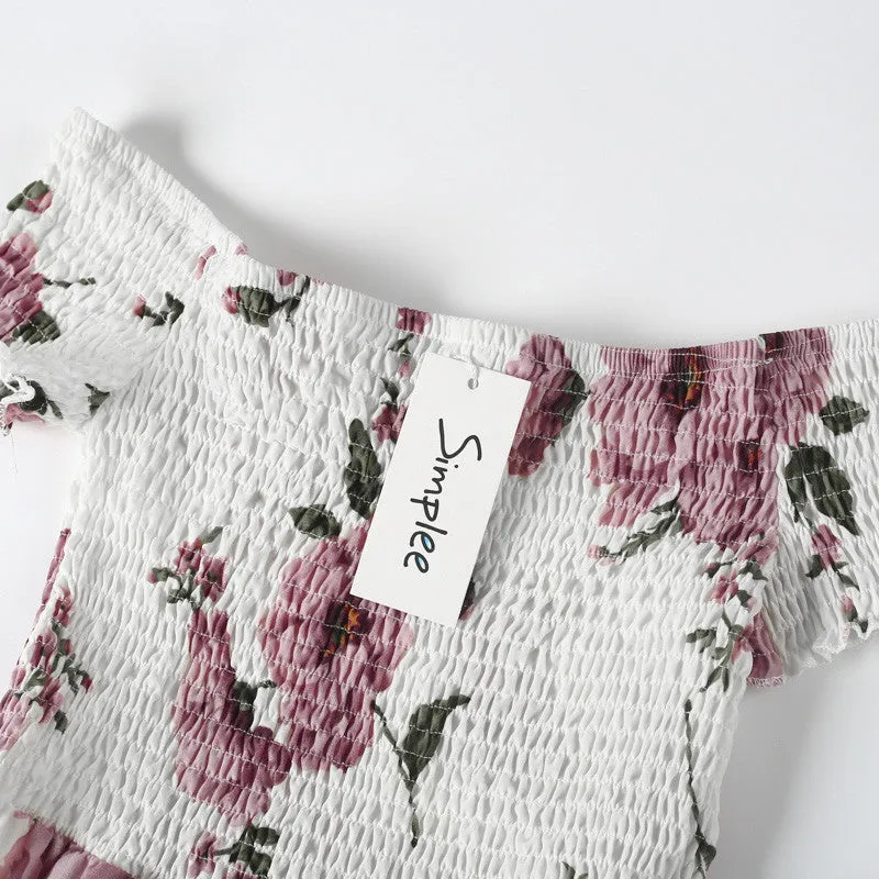 Off-the-Shoulder Floral A-Line Dress