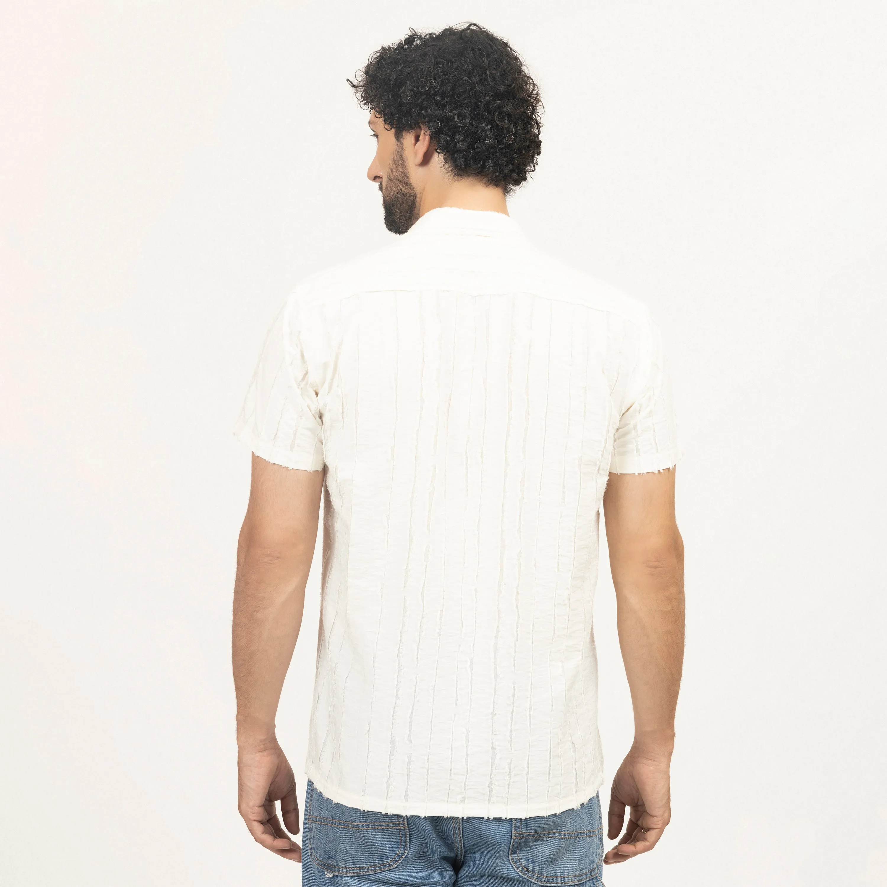 Off White Patch Textured Shirt