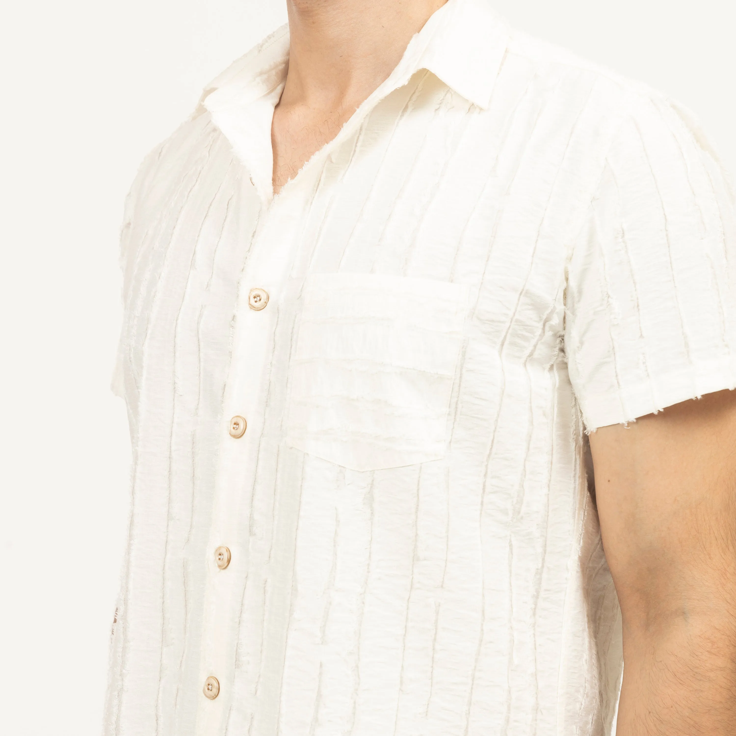 Off White Patch Textured Shirt